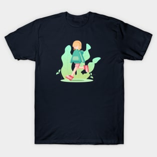 Cheerful Running Girl T-Shirt